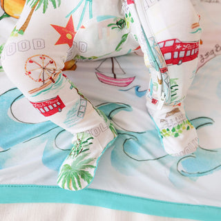 Bamboo Footie with 2-Way Zipper - Posh Los AngelesPosh PeanutSize: 0-3 Months