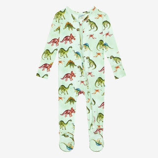 Posh Peanut Bamboo Footie with Zipper - Buddy (Dinosaurs) | Baby Riddle