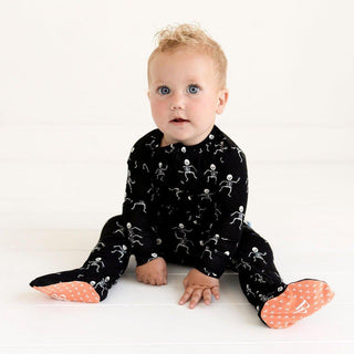 Bamboo Footie with Zipper - Dancing Skelly Baby & Toddler Sleepwear