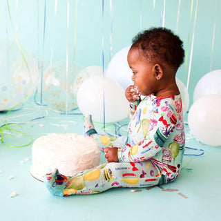 Bamboo Footie with Zipper - Happy Birthday Baby & Toddler Sleepwear