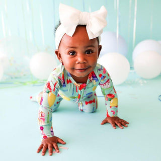 Bamboo Footie with Zipper - Happy Birthday Baby & Toddler Sleepwear