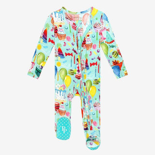Bamboo Footie with Zipper - Happy Birthday Baby & Toddler Sleepwear