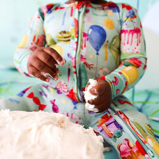 Bamboo Footie with Zipper - Happy Birthday Baby & Toddler Sleepwear