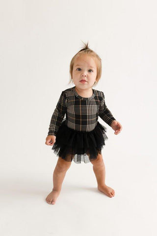 Girl's Bamboo Long Sleeve Tulle Skirt Bodysuit - Sanders (Plaids)Posh PeanutSize: 6-12 Months