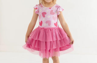 Girl's Bamboo Ruffled Cap Sleeve Tulle Dress - Daisy Love Baby & Toddler Dresses