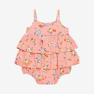 Girl's Bamboo Basic Ruffled Spaghetti Romper - Betty (Rabbits) Baby One-Pieces