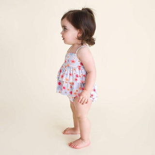 Girl's Bamboo Basic Ruffled Spaghetti Romper - Carissa (Floral) Baby One-Pieces