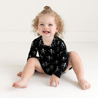 Girl's Bamboo Long Sleeve Basic Twirl Skirt Bodysuit - Dancing Skelly Baby One-Pieces