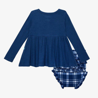 Girl's Bamboo Long Sleeve Henley Peplum Top & Bloomer Set - Owen (Plaid) Baby & Toddler Outfits