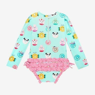 Girl's Long Sleeve Ruffled Rash Guard Swimsuit - Donuts Baby & Toddler Swimwear