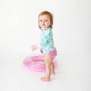 Girl's Long Sleeve Ruffled Rash Guard Swimsuit - Donuts Baby & Toddler Swimwear