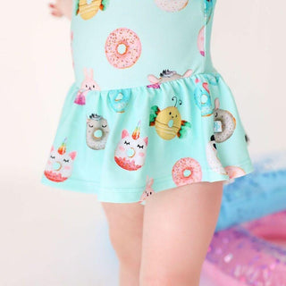 Girl's Long Sleeve Twirl Skirt Rash Guard Swimsuit - Donuts Baby & Toddler Swimwear