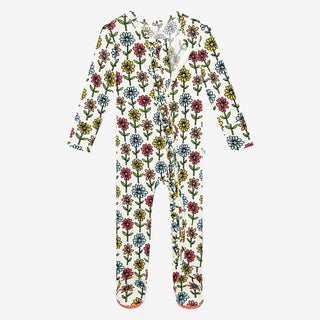 Girl's Bamboo Ruffle Footie with Zipper - Maya Lynn (Floral) Baby & Toddler Sleepwear