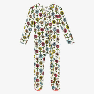 Girl's Bamboo Ruffle Footie with Zipper - Maya Lynn (Floral) Baby & Toddler Sleepwear