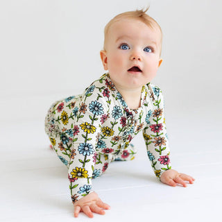 Girl's Bamboo Ruffle Footie with Zipper - Maya Lynn (Floral) Baby & Toddler Sleepwear