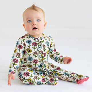 Girl's Bamboo Ruffle Footie with Zipper - Maya Lynn (Floral) Baby & Toddler Sleepwear