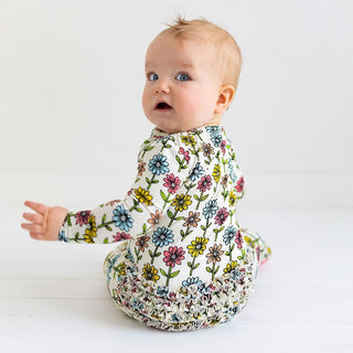 Girl's Bamboo Ruffle Footie with Zipper - Maya Lynn (Floral) Baby & Toddler Sleepwear