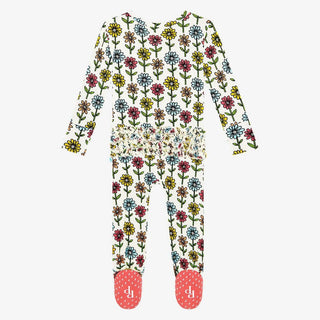 Girl's Bamboo Ruffle Footie with Zipper - Maya Lynn (Floral) Baby & Toddler Sleepwear