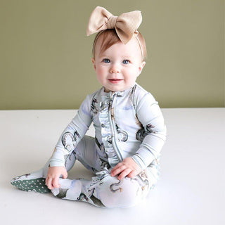 Girl's Bamboo Ruffle Footie with Zipper - Percy (Dragons) Baby & Toddler Sleepwear