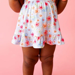 Girl's Bamboo Short Sleeve Ruffled Bodysuit Dress - Carissa (Floral) Baby & Toddler Dresses