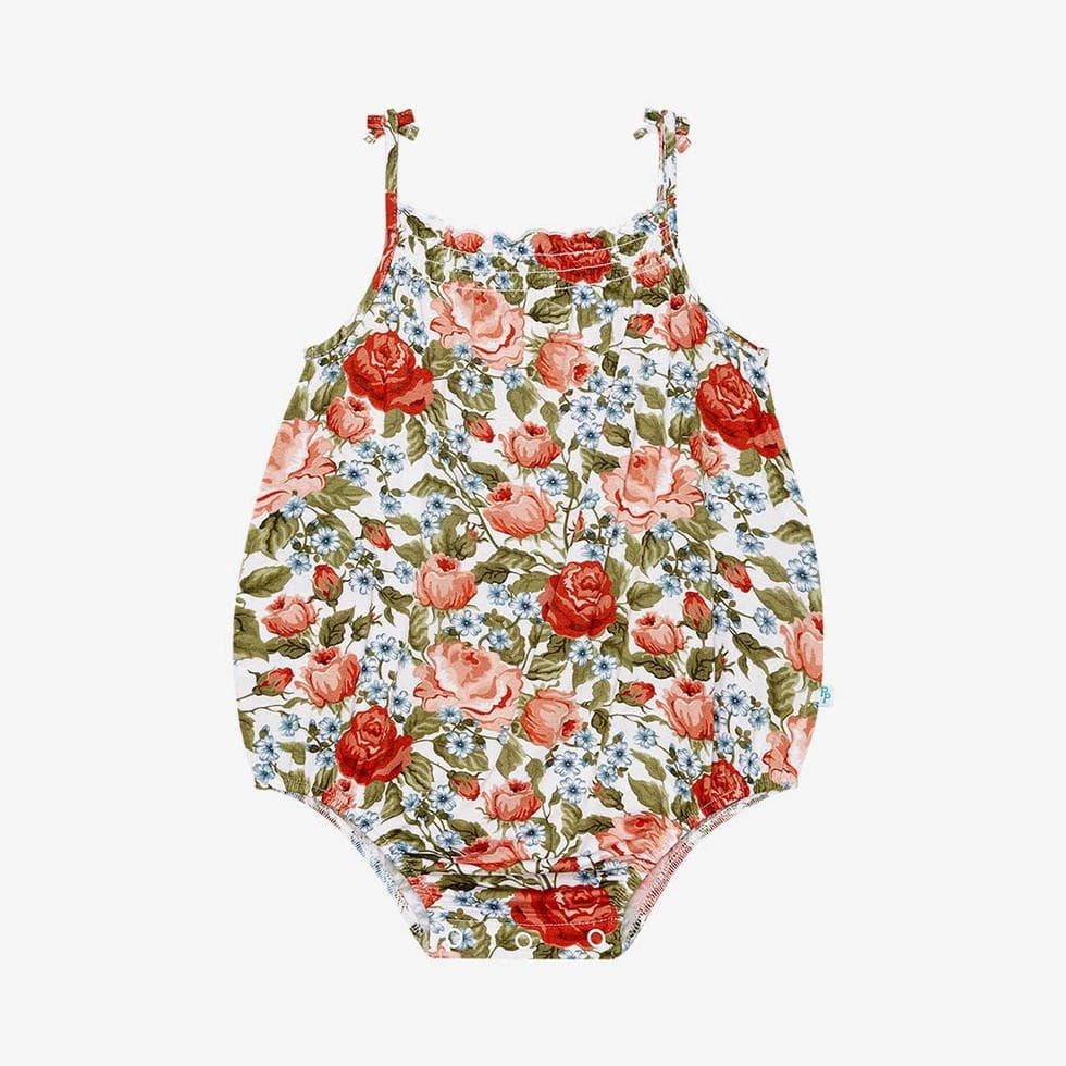 Posh Peanut Bamboo Girl's Spaghetti Strap Bubble Romper Alma