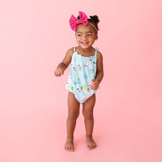 Girl's Bamboo Spaghetti Strap Bubble Romper - Donuts Baby One-Pieces