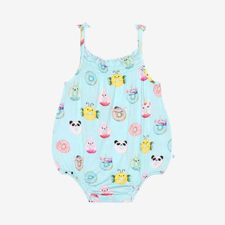 Girl's Bamboo Spaghetti Strap Bubble Romper - Donuts Baby One-Pieces