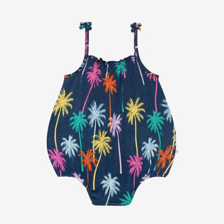 Girl's Bamboo Spaghetti Strap Bubble Romper - Palmer (Palm Trees) Baby One-Pieces