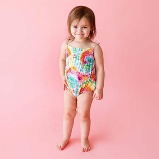 Girl's Bamboo Spaghetti Strap Bubble Romper - Totally Tie Dye Baby One-Pieces