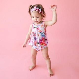 Girl's Bamboo V-Neck Tank Top Peplum & Bloomer Outfit Set - Brisa (Floral) Baby & Toddler Outfits