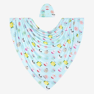 Infant Bamboo Swaddle and Beanie Set, Donuts - One Size Swaddling Blankets
