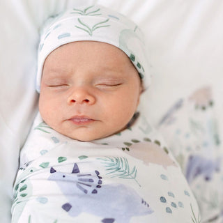 Bamboo Infant Swaddle and Beanie Set - Milo (Dinosaurs)