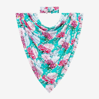 Infant Bamboo Swaddle and Headwrap Set - Eloise (Floral) Swaddling Blankets