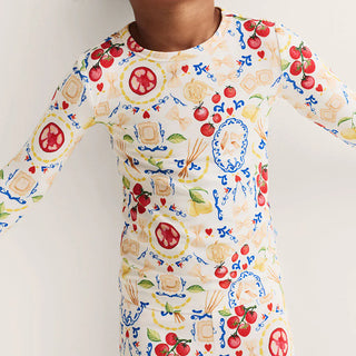 Bamboo Long Sleeve Pajama Set - Mangia (Pasta) Posh Peanut Size: 3T-4T