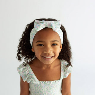 Posh Peanut Bamboo Infant Luxe Headwrap with Bow - Prairie Floral | Baby Riddle