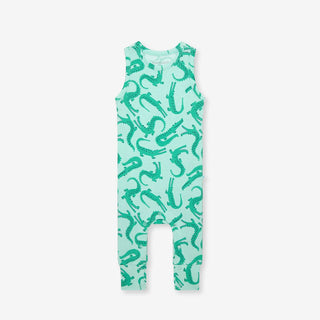 Bamboo Racerback Romper - Smiles (Crocodiles)