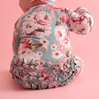 Bamboo Ruffle Footie with 2-Way Zipper - Briana (Floral)