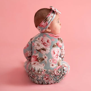 Bamboo Ruffle Footie with 2-Way Zipper - Briana (Floral)