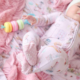 Bamboo Ruffle Footie with 2-Way Zipper - Posh ParisPosh PeanutSize: 0-3 Months
