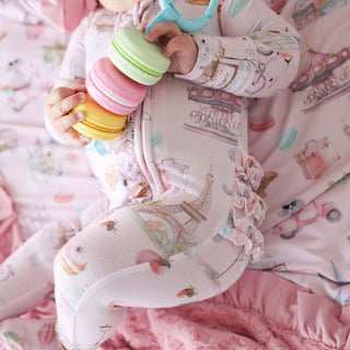 Bamboo Ruffle Footie with 2-Way Zipper - Posh ParisPosh PeanutSize: 0-3 Months