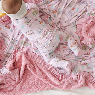 Bamboo Ruffle Footie with 2-Way Zipper - Posh ParisPosh PeanutSize: 0-3 Months