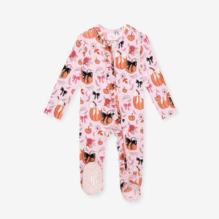 Bamboo Ruffle Footie with 2-Way Zipper - Regan (Pumpkin)Posh PeanutSize: 0-3 Months