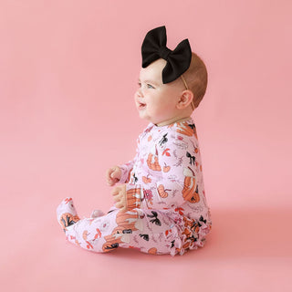 Bamboo Ruffle Footie with 2-Way Zipper - Regan (Pumpkin)Posh PeanutSize: 0-3 Months