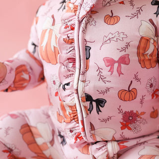 Bamboo Ruffle Footie with 2-Way Zipper - Regan (Pumpkin)Posh PeanutSize: 0-3 Months
