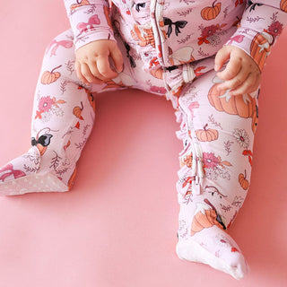 Bamboo Ruffle Footie with 2-Way Zipper - Regan (Pumpkin)Posh PeanutSize: 0-3 Months