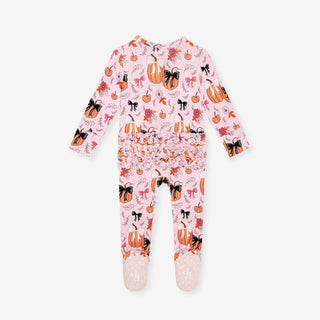 Bamboo Ruffle Footie with 2-Way Zipper - Regan (Pumpkin)Posh PeanutSize: 0-3 Months