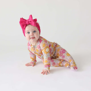 Posh Peanut Bamboo Ruffle Footie with 2-Way Zipper - Rosalinda (Floral) | Baby Riddle
