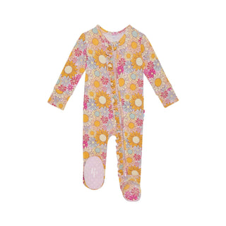 Posh Peanut Bamboo Ruffle Footie with 2-Way Zipper - Rosalinda (Floral) | Baby Riddle