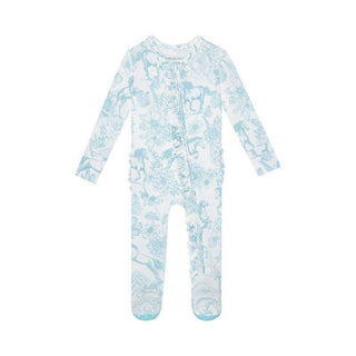 Bamboo Ruffle Footie with Zipper - Charlotte Anne (Floral and Horse) Baby & Toddler Sleepwear