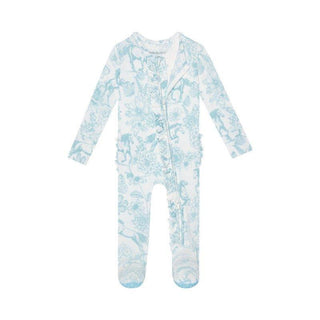 Bamboo Ruffle Footie with Zipper - Charlotte Anne (Floral and Horse) Baby & Toddler Sleepwear